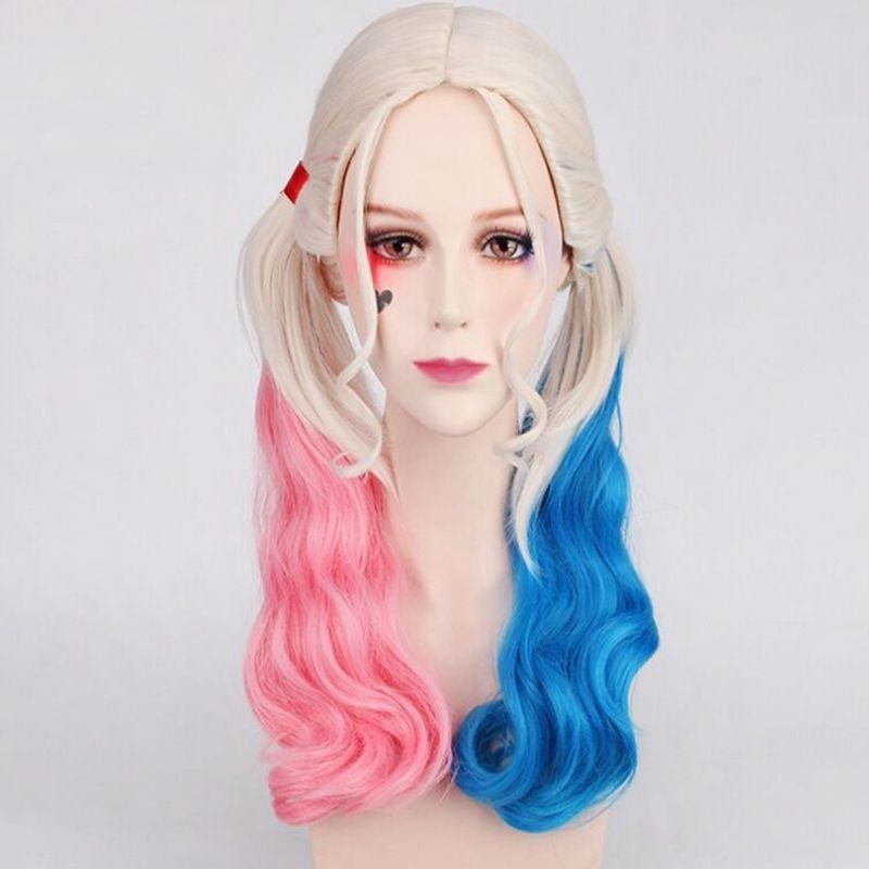 Esquadrão Suicida pubg Harley Quinn cos Peruca Gradiente pubg Harley Quinn Cabelo cdk