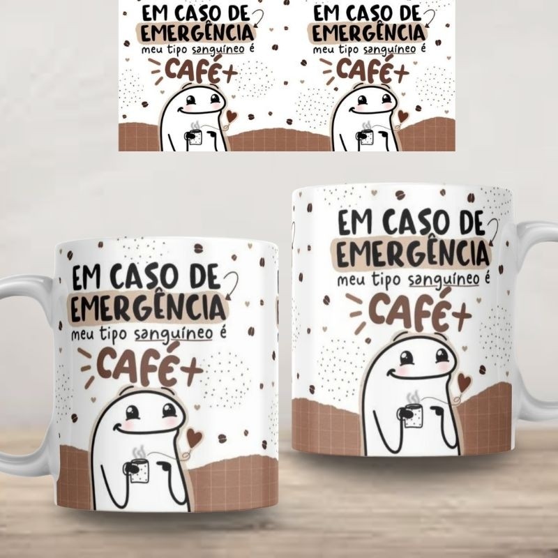 Xícara Caneca Personalizada Flork em caso de emergência Xícara 325ml  Cerâmica Porcelana Presente Lembrança Novidade Nov