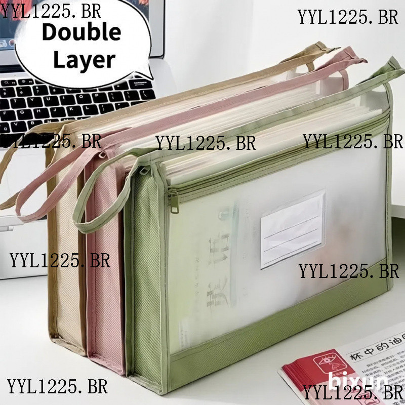 Bolsa De Arquivo De Malha Transparente A4 De Camada Dupla Espessada Pasta De Classificação De Livros Didáticos Armazenam