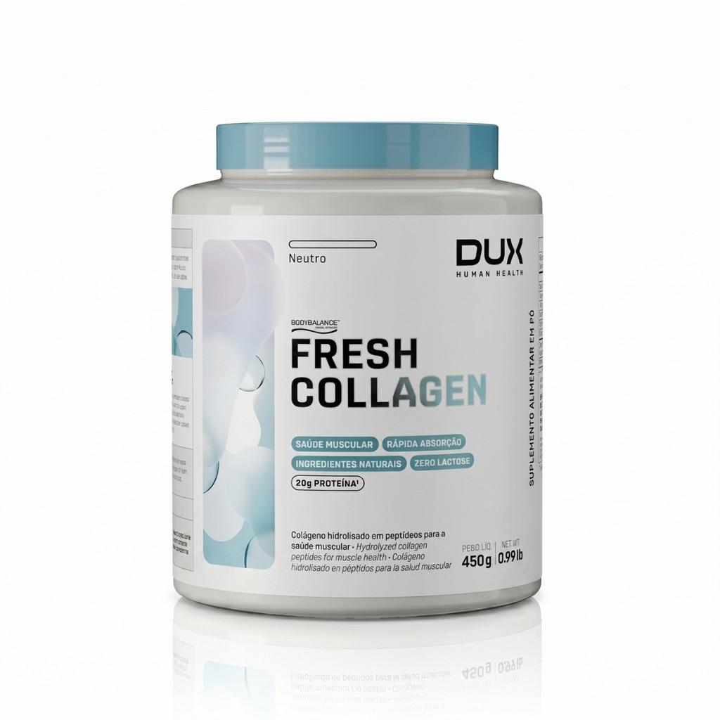 DUX Fresh Collagen Neutro 450g Sem Sabor 20g Proteína Zero Lactose