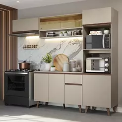 Armário de Cozinha Completa 260 cm Crema Nice Madesa 03