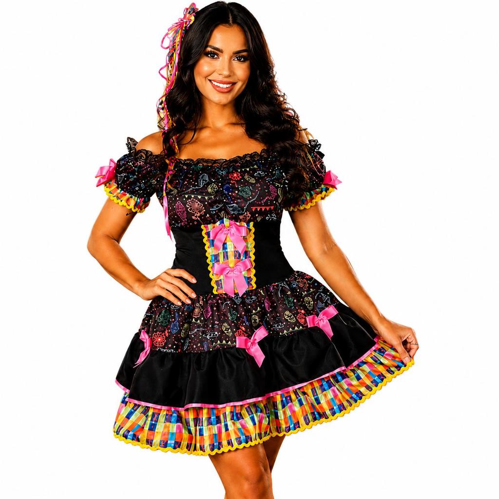 Vestido Caipira Adulto Feminino pra Festa Junina Caipirinha Xadrez Lindo pra mulheres