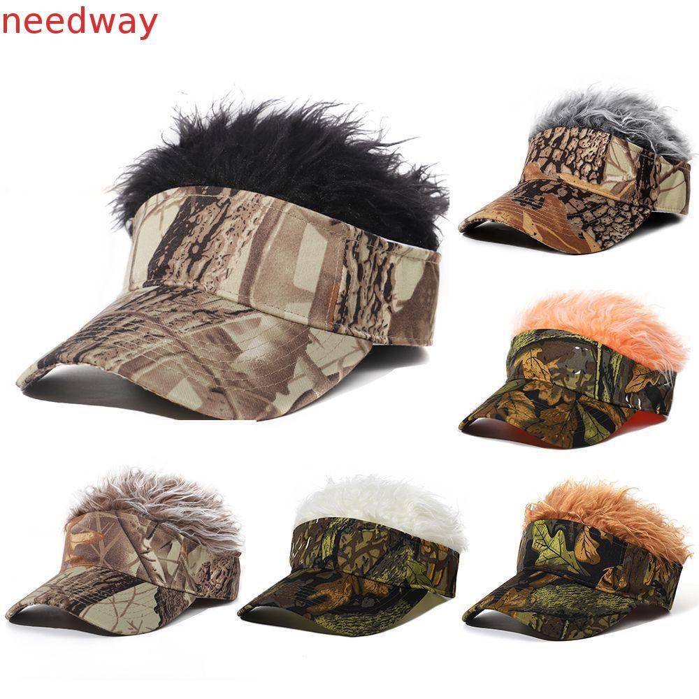 NEEDWAYB Boné De Beisebol Com Cabelos Espetados Peruca Concisa Guarda-Sol Masculino Feminino Natural Fofo Sintética De G