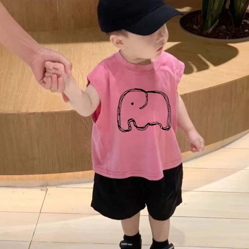 Crianças sem mangas camiseta verão meninos meninas puro algodão pequeno colete meninos bebê moda dos desenhos animados i