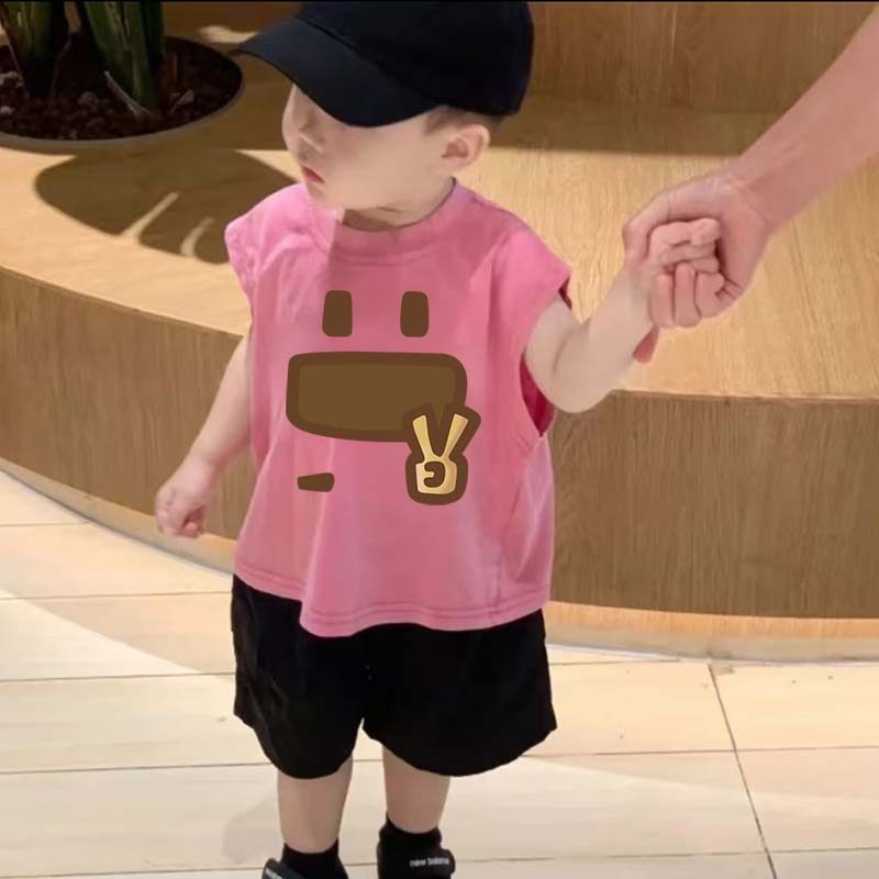Crianças sem mangas camiseta verão meninos meninas puro algodão pequeno colete meninos bebê bonito dos desenhos animados