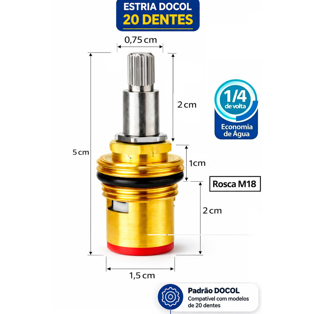 Reparo Torneira Estria Docol 20 Dentes Deca Perflex 1/4 Volta M18