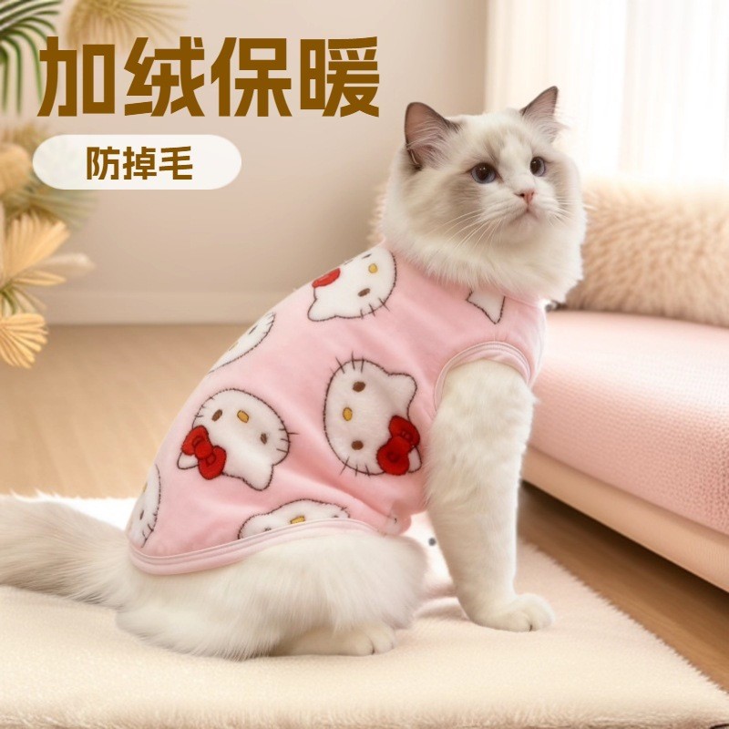 Novos pijamas de inverno para mulheres, top sem mangas com estampa de gato KT, shorts, roupa íntima, roupa casual para c