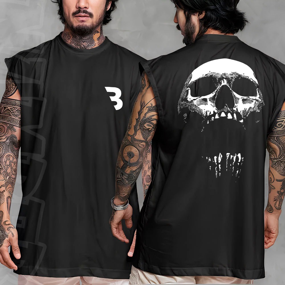 Camiseta regata machao oversized masculino cbum gym academia caveira skull em algodao unissex Longline