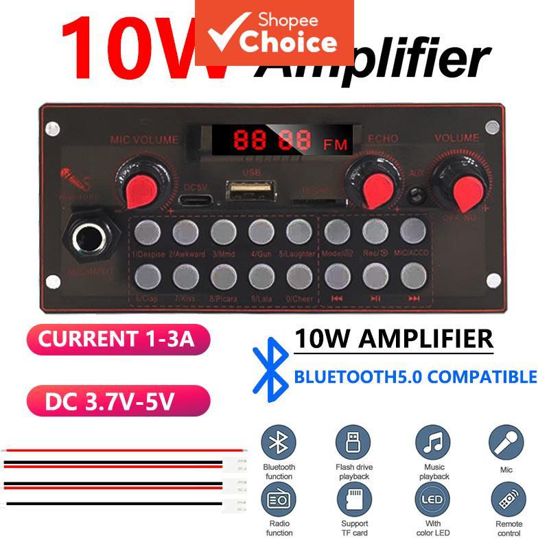 Mini Placa Amplificadora Bluetooth 10W 3.7-5V com Display e Controle Remoto para Caixa de Som DIY, Sistema de Áudio