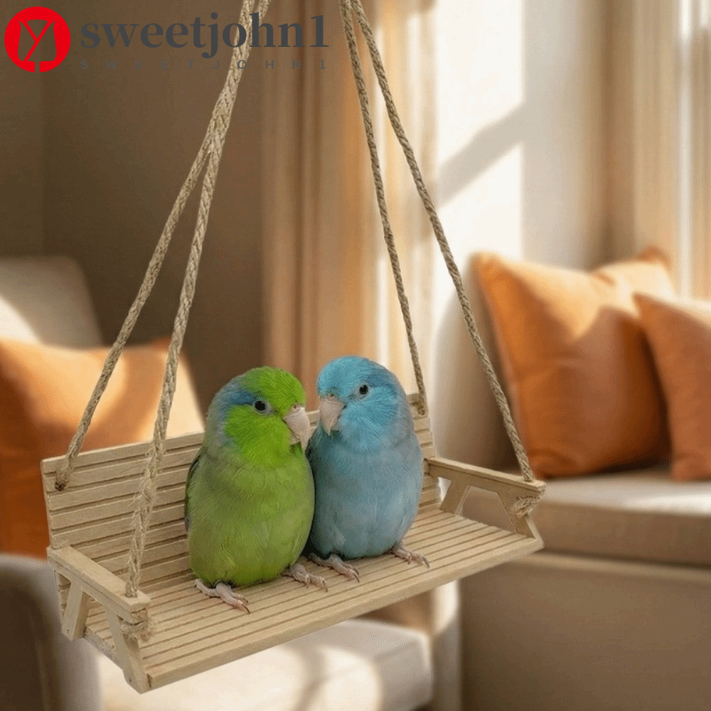 SWEETJOHN1 Brinquedo Interativo Para Pássaros , Decoração De Gaiola , Balanço De Estilo Banco Engraçado , Com Corrente