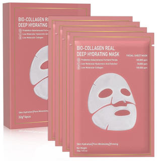 Máscara de Colágeno - Conjunto de 4 Máscaras Bio-Colágeno para Hidratação Profunda e Máscara Noturna Hidratante