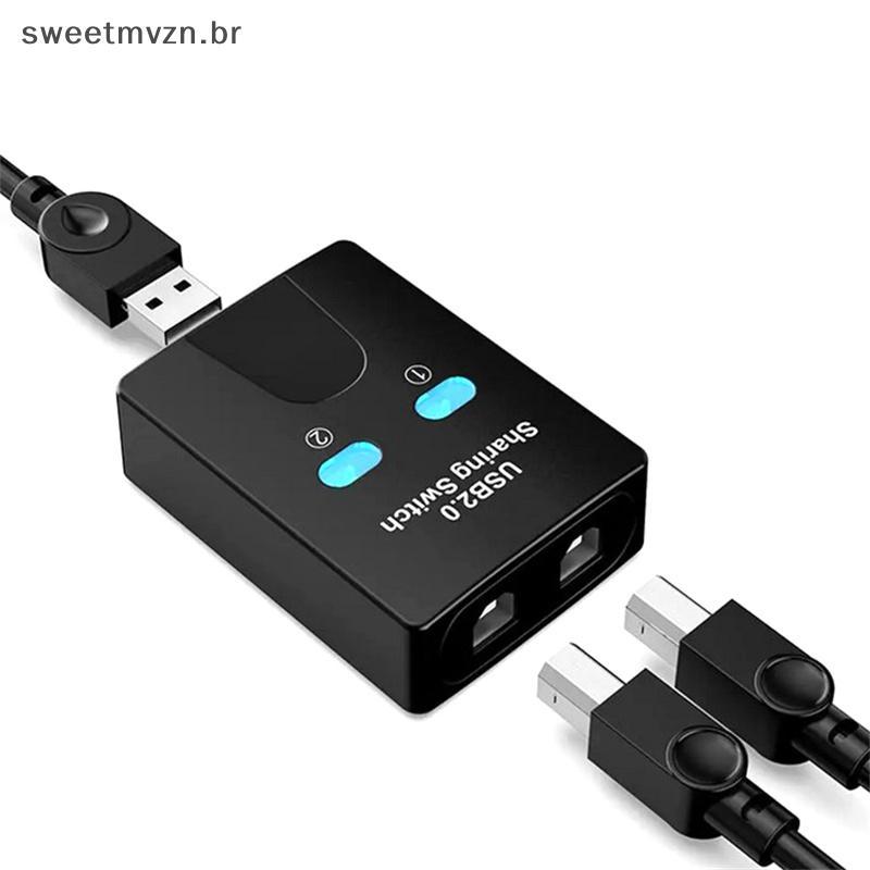sweetmvzn USB2.0 2 Portas Hub USB Switch Impressora Sharer Twoputers Splitter U In Share Dispositivo De Disco De Compart