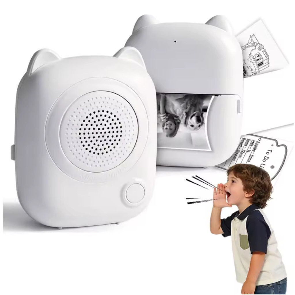 Mini Impressora de Bolso Infantil Bluetooth, sem tinta recarregável, portátil para impressão de desenhos e anotações AD