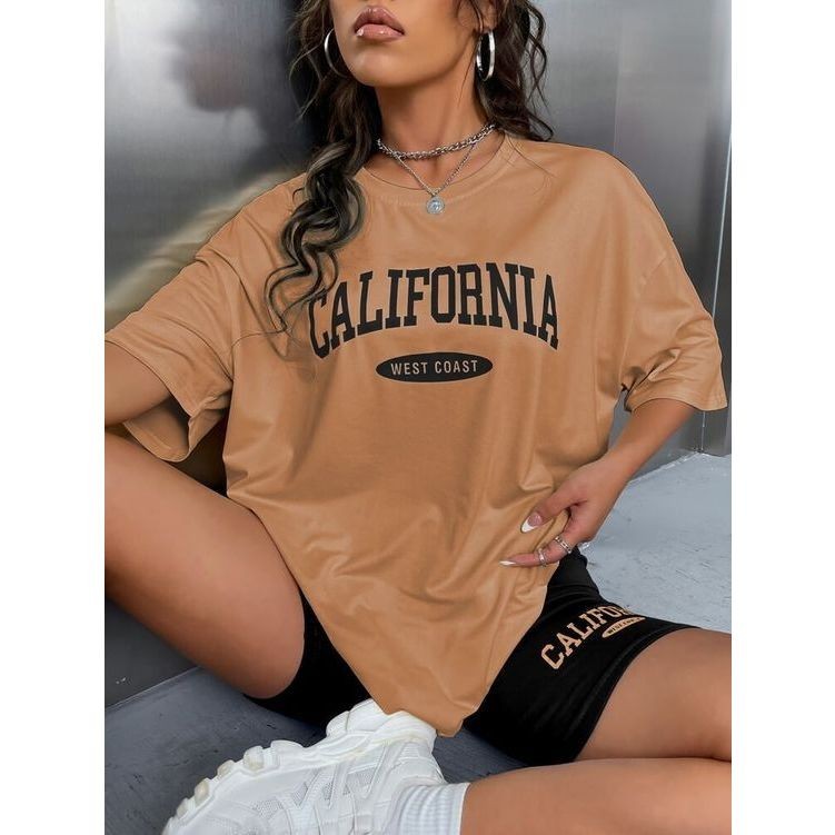 Camiseta Feminina Oversized Camisa California Básica Lançamento Streetwear Larga