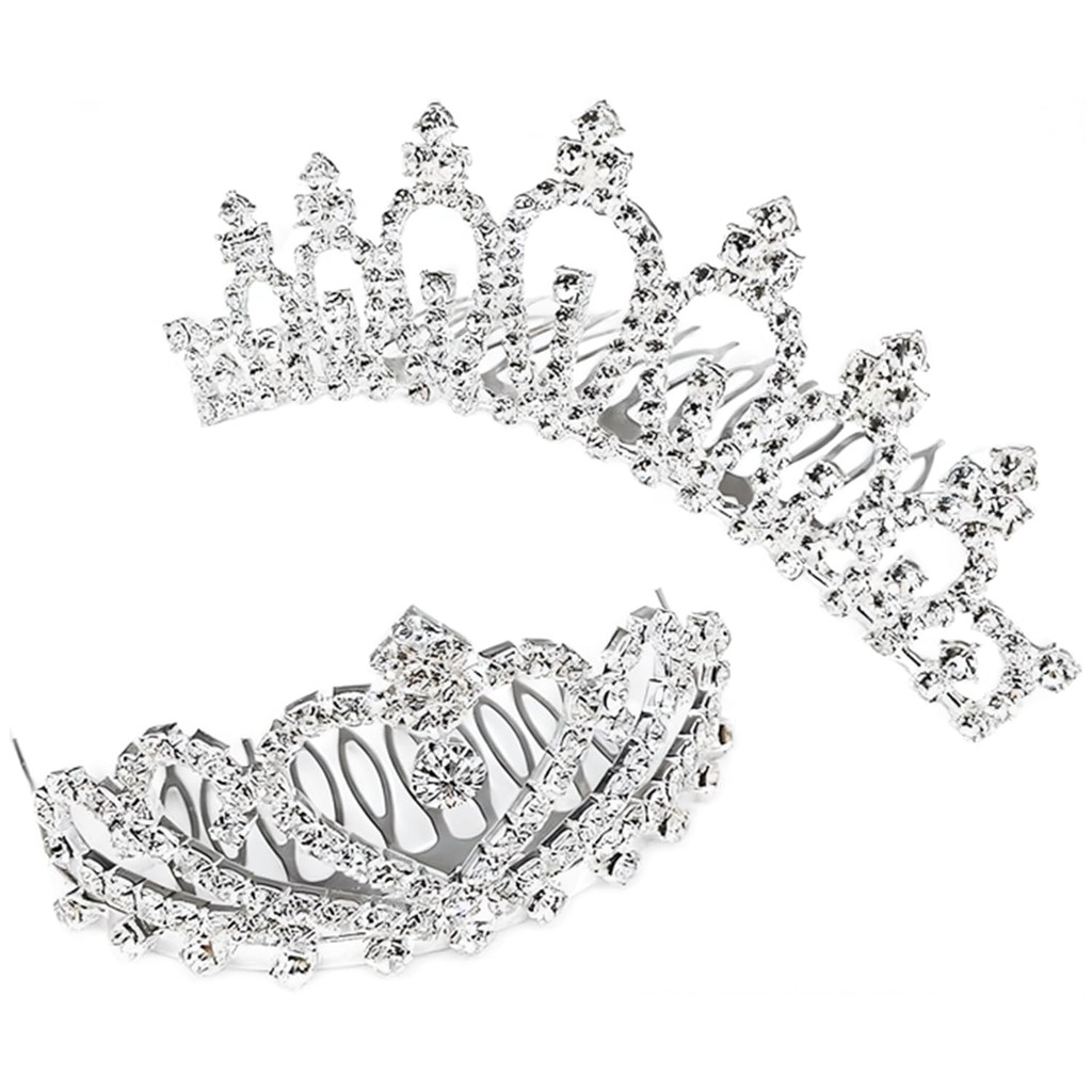Acessórios para cabelos para crianças de Huazontom Tiara Coroa Conjunto de 2 ornamentos de cabelo meninas Mini tiara
