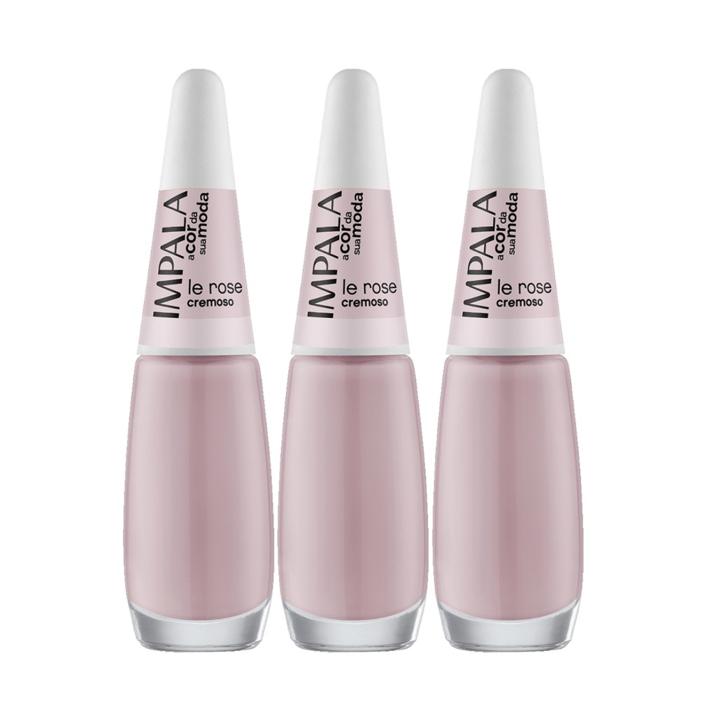 Kit 3 Esmalte Impala A Cor Da Moda Unhas Le Rose Cremoso
