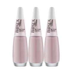 Kit 3 Esmalte Impala A Cor Da Moda Unhas Le Rose Cremoso