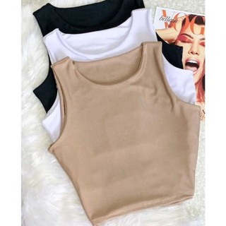 Kit 3 Cropped Feminino Regata Nadador Liso Básico Suplex Com Forro Moda Verão