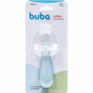 COLHER DE SILICONE COM ESCUDO PROTETOR BUBA - Azul em Oferta na Shopee