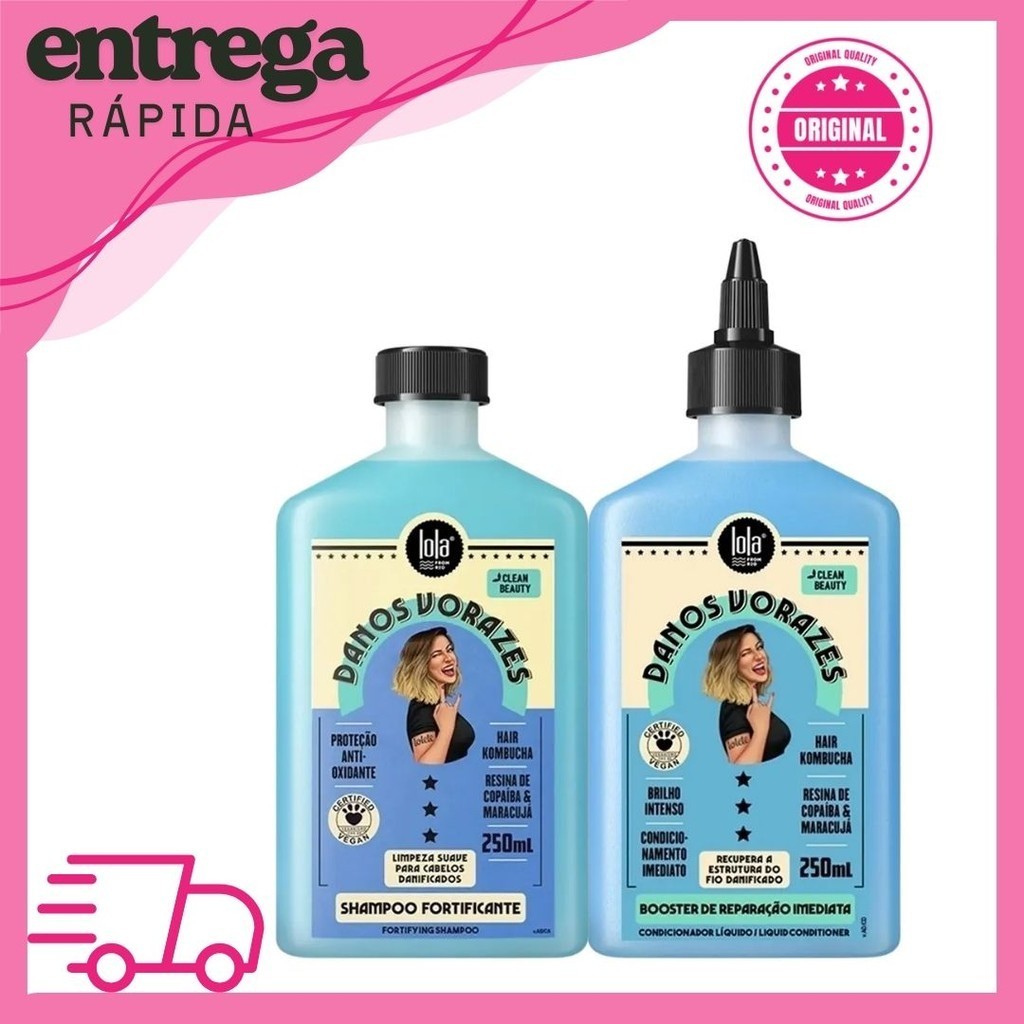 Kit Lola Cosmetics Danos Vorazes Shampoo +  Booster Condicionador em Oferta na Shopee
