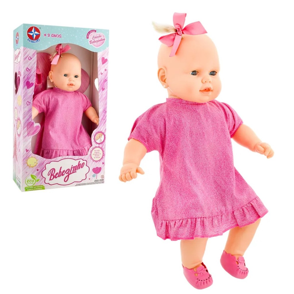 Boneca Estrela Bebezinho Fecha Olhos Chupeta Sapato 49cm RS