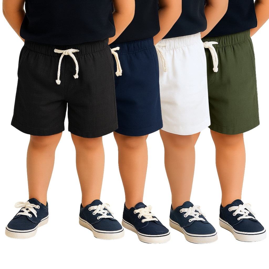 Kit 4 Bermudas em Linho Infantil e Juvenil – Conforto e Estilo