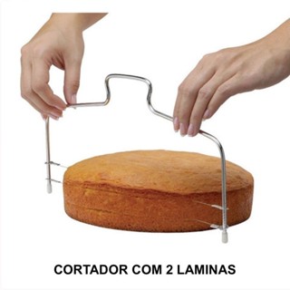 Nivelador Cortador Fatiador De Bolo Fio Duplo Inox Ajustável Confeiteiro Confeitaria em Oferta na Shopee