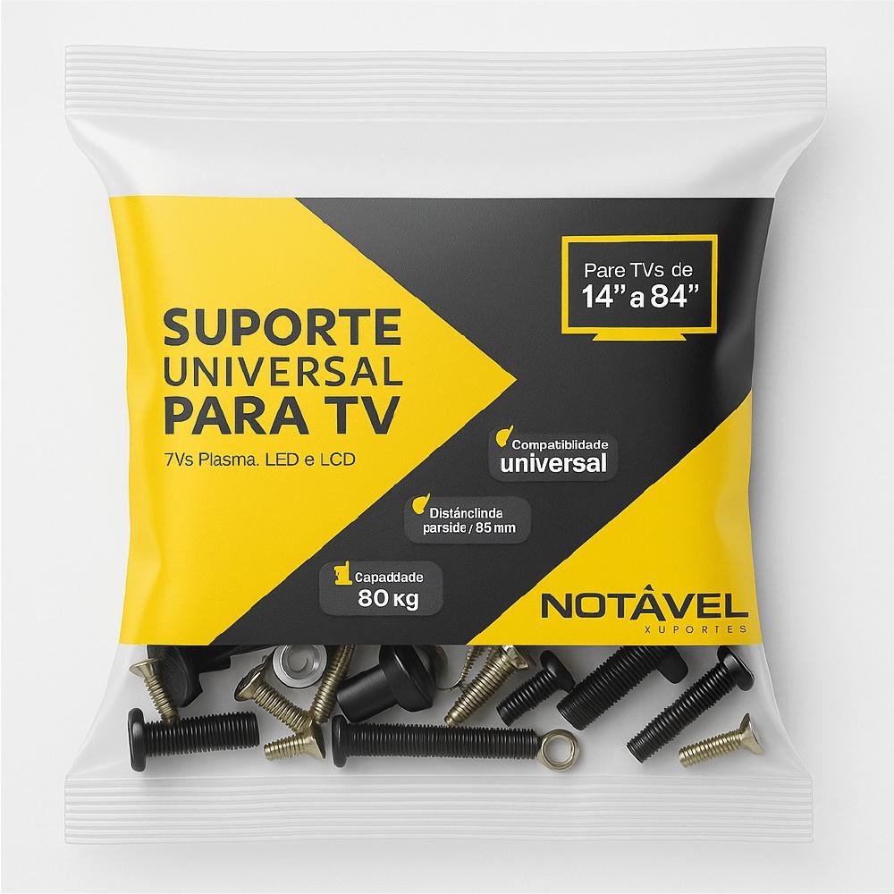 Suporte de TV Fixo Universal para TVs Plasma, Lcd, LED de 14" a 84 polegadas Preto Notável em Oferta na Shopee