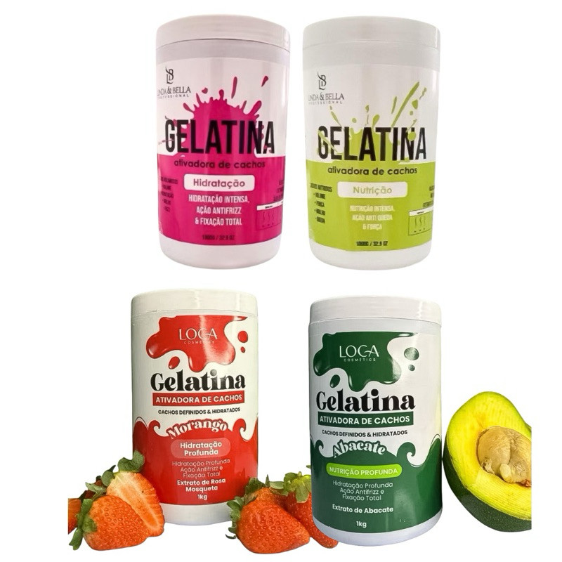 Kit Gelatina Ativadora de Cachos Nutrição e Hidratação Linda&Bella Ou Loca Cosmétics