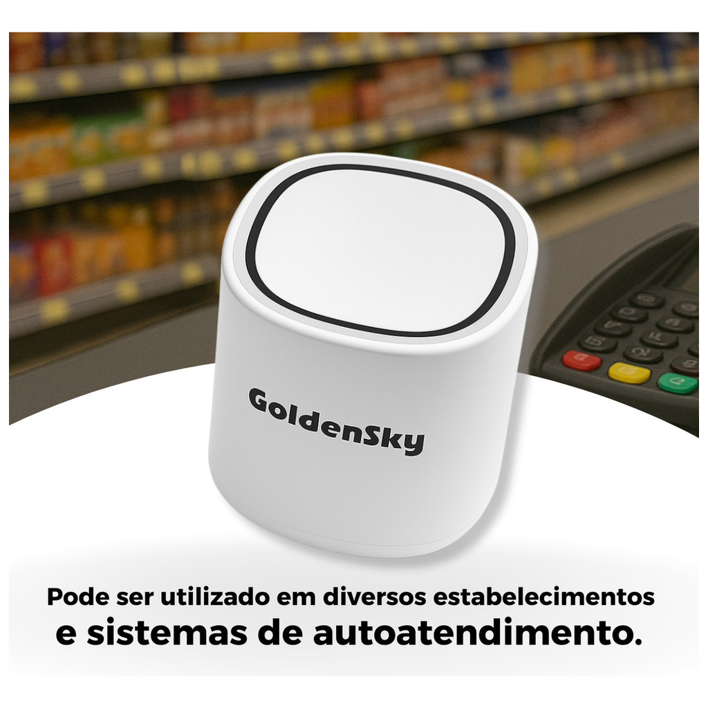 Leitor de Código de Barras Goldensky Mesa USB Fixo 1D 2D QRCode Automático em Oferta na Shopee