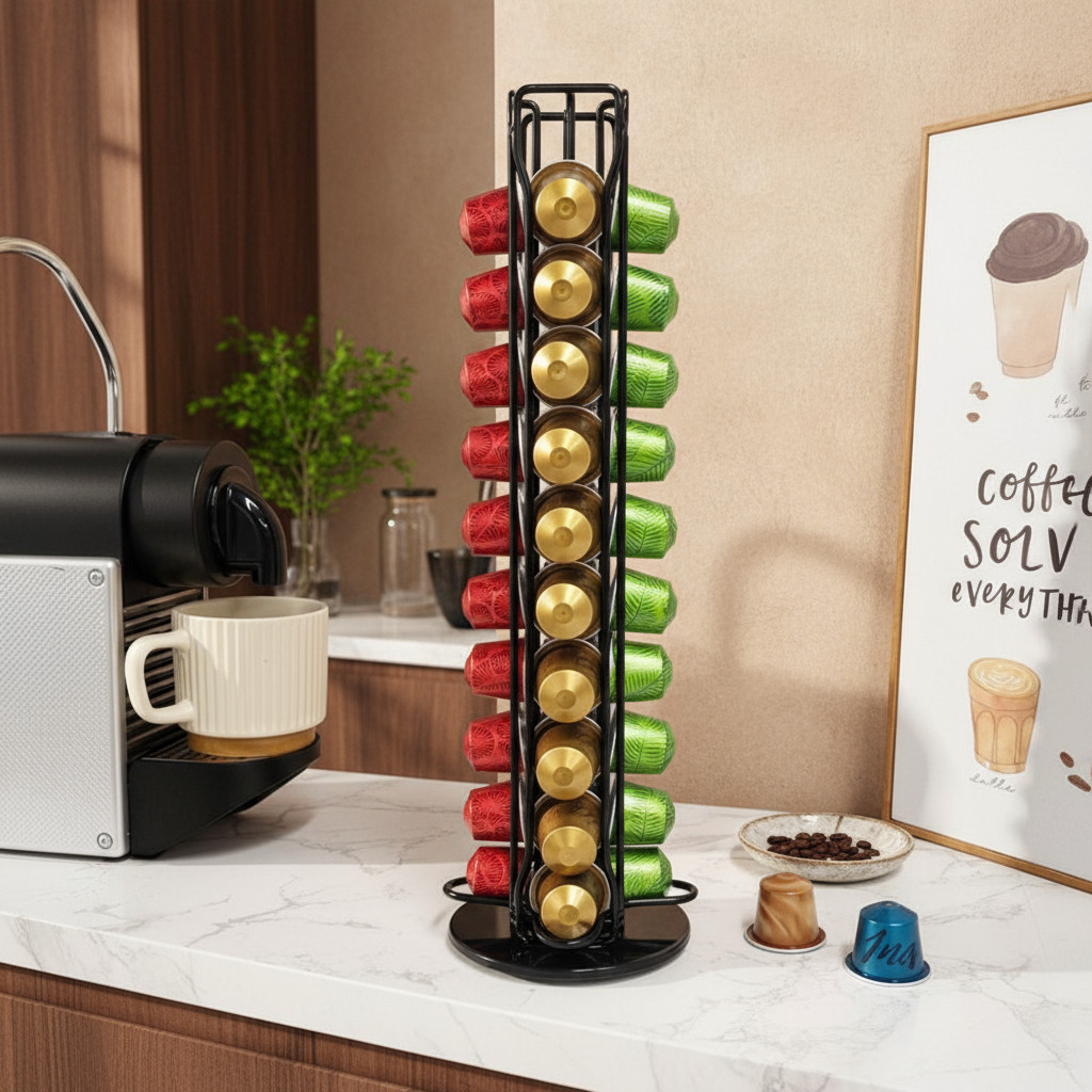 Suporte Capsula Nespresso Giratório Cromado 40 Cápsulas