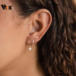 Conjunto De Brincos Brilhantes Cúbicos De Zircônia Vnox 3 Em 1 , Hipoalergênico Banhado A Ouro Joias De Festa Para Mulhe