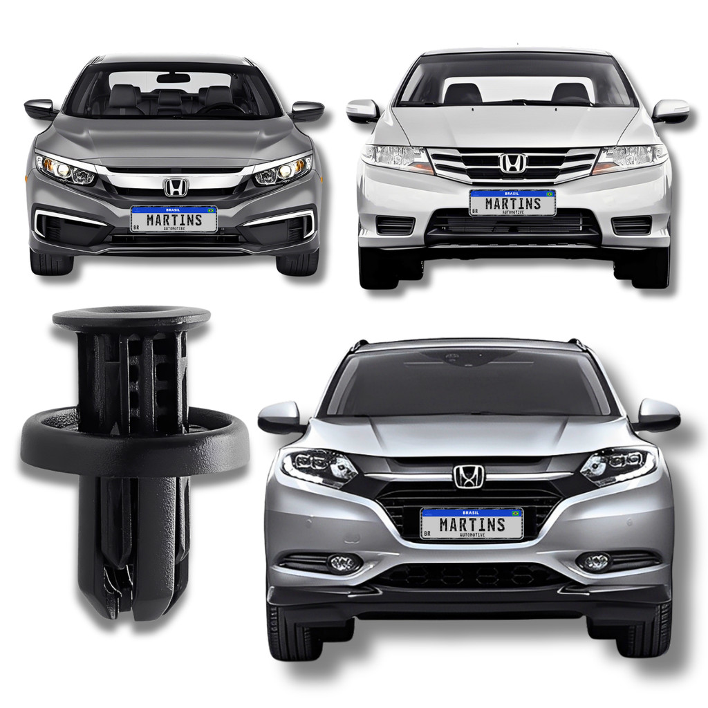 Kit de10 Grampo de Pressão do Parachoque Dianteiro - Spoiler Lateral City Civic CRV Fit HRV 2008 a 2025