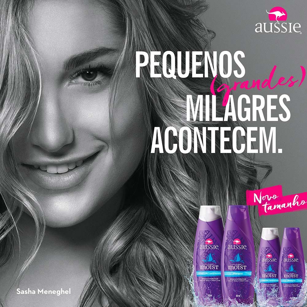 Detalhes do Condicionador Aussie Mega Moist Super Hidratação 180ml