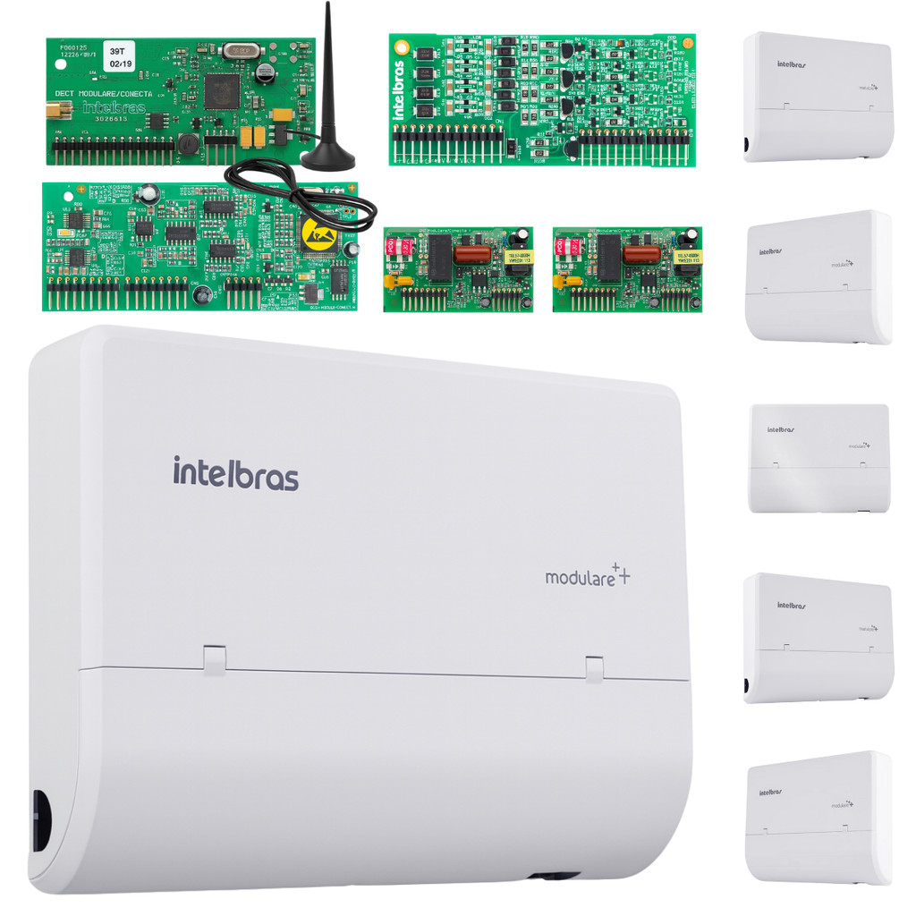 Intelbras PABX Central Telefônica Modulare Mais 4x8 com Placa DECT e Placa DISA para Atendimento