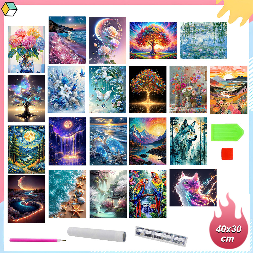 30 x 40 cm, Kits de pintura de diamante para adultos 5D DIY gato broca quadrada completa diamantes kit de arte em Oferta na Shopee