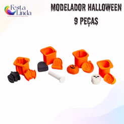 Kit Modelador Ejetor Molde Para Massas Brigadeiro e Doces - Halloween 9 Peças