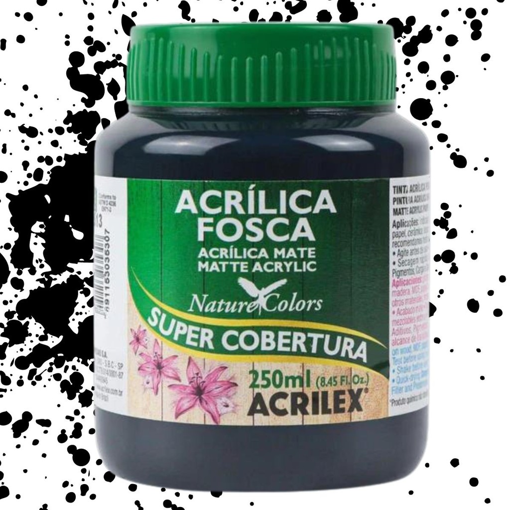 Tinta Acrílica Fosca 250ml 520 - Preto em Oferta na Shopee