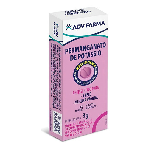 Permanganato Potassio Adv 30cpr 100mg em Oferta na Shopee
