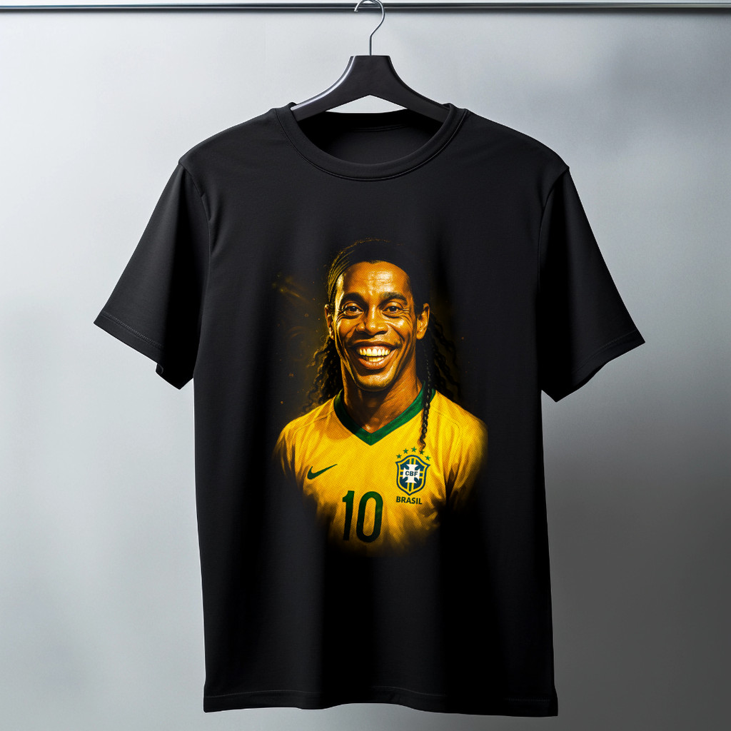 Blusa De Time Ronaldinho Gaucho Brasil Seleção Tropa Do Bruxo Algodão Promoção Camiseta Futebol