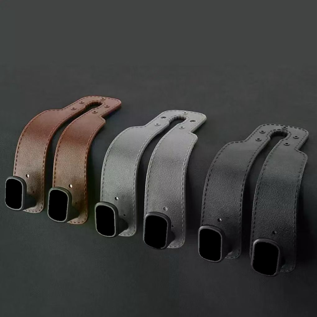 Gancho Universal Para Encosto De Cabeça De Assento De Carro-Duplo Couro Premium , Cabide De Liga Grande Com Suporte