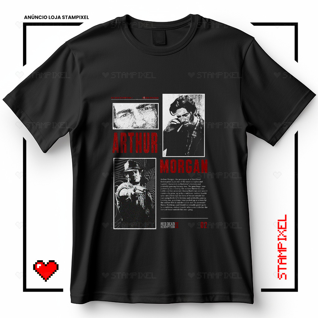 Camiseta Unissex Arthur Morgan Red Dead Redemption 2 Van Der Linde Blusa Geek Jogo Street T-shirt Camisa 100% Algodão