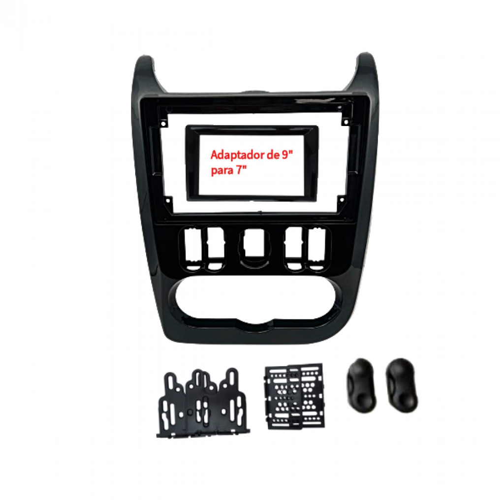 Moldura 9" Com Adaptador 6.8 e 7 p/ Sandero e Logan - Black Piano em Oferta na Shopee