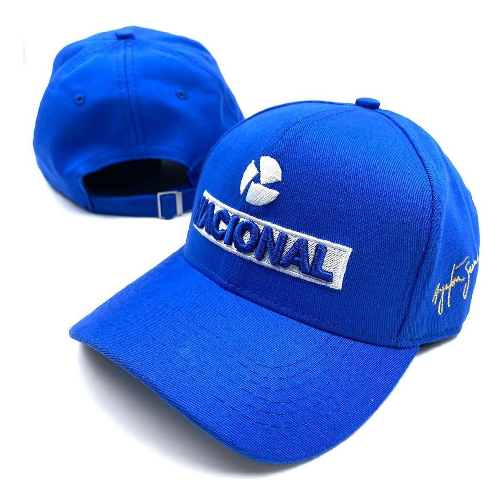 Boné Ayrton Senna Nacional Azul Royal Fórmula 1 Retro Brasil Moda
