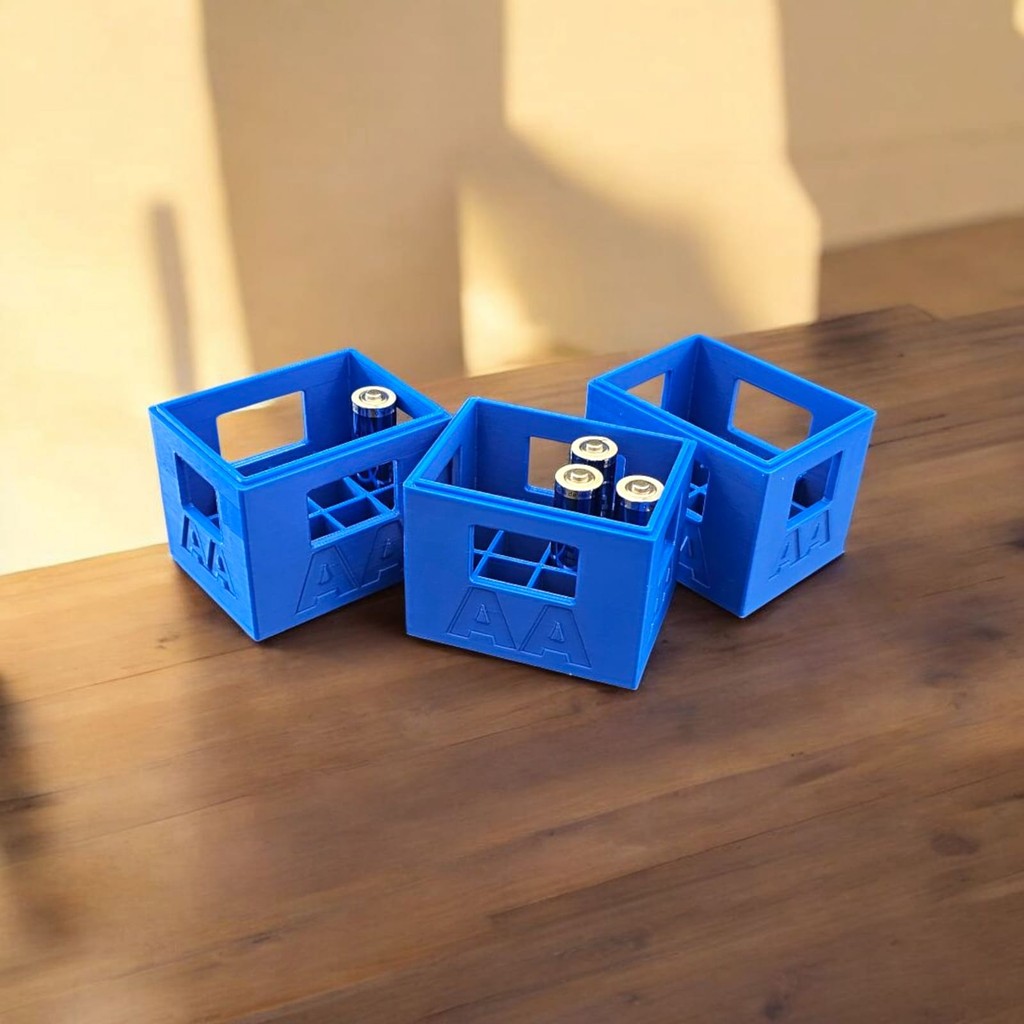 Case Porta Pilhas AA Engradado Capacidade de até 12 Pilhas - Cor Azul 3D