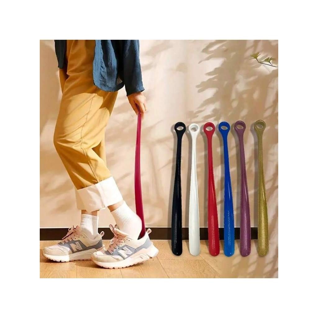 Calçadeira Sapato 46cm: Universal Multicolorido, Plástico Longo Fácil Prático