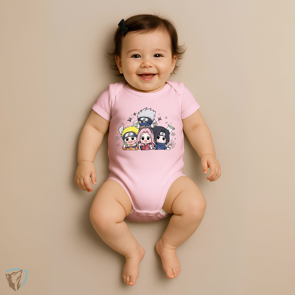 Body Bebê Estampado Naruto e Amigos Estilo Chibi Anime