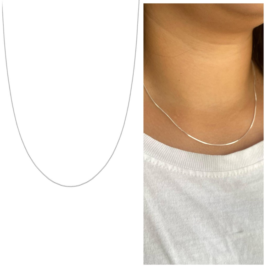 Corrente Veneziana Banhada em Prata 45cm Delicada Lisa