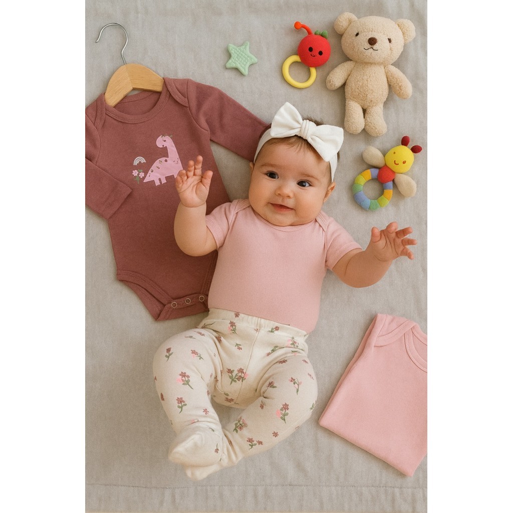 Kit Body Bebê Menina Suedine Dinossaurinho em Oferta na Shopee