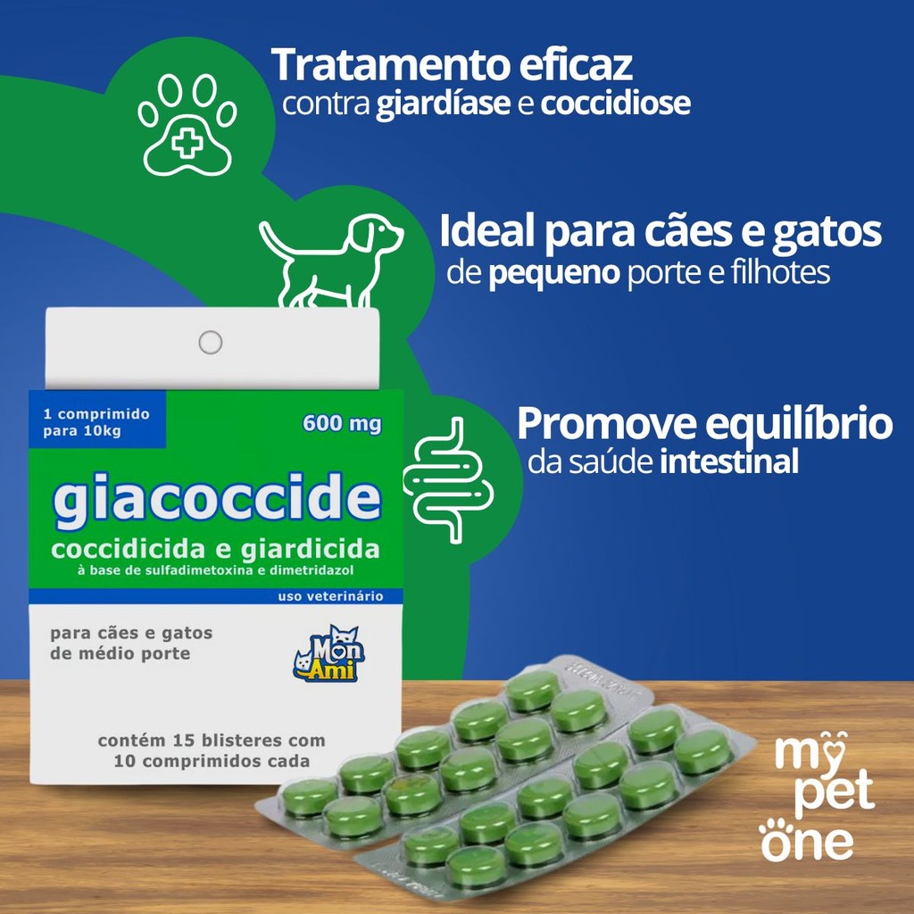 Detalhes do Giacoccide Antiparasitário P/ Pets Mon Ami 600mg - 10 Comp
